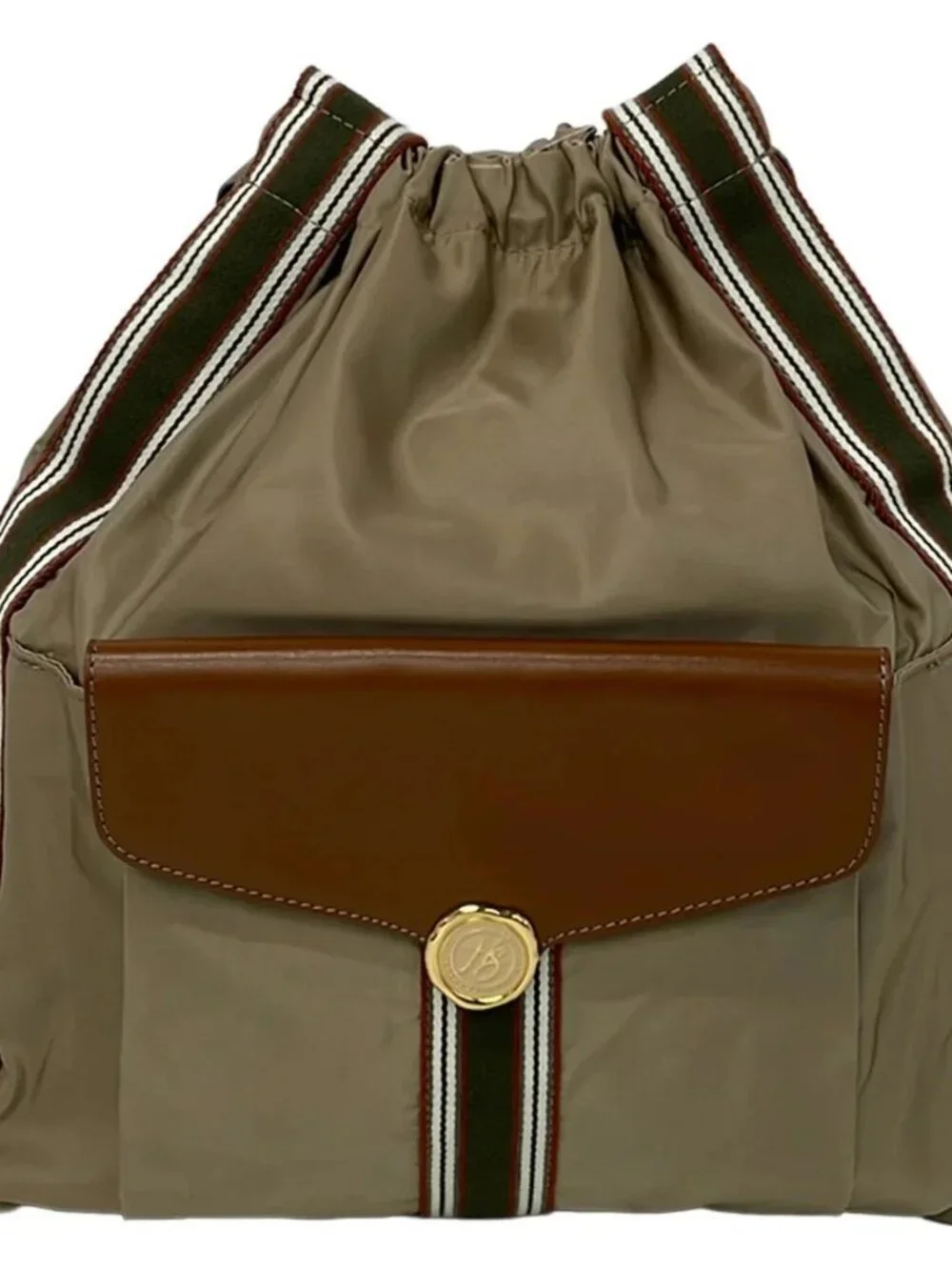 HerSchedule Beige Dark Brown Multi Nylon Leather Backpack